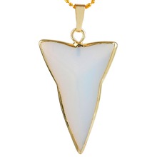 SUNYIK Opalite Stone Triangle Healing Point Gem Stone Pendant Fit Necklace (Free Chain) 2024 - buy cheap