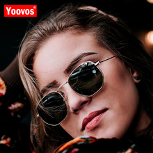 Yoovos 2021 винтажные металлические зеркальные солнцезащитные очки для женщин/мужчин брендовые дизайнерские солнцезащитные очки модные классические очки для вождения Oculos De Sol 2024 - купить недорого