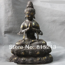 Bi00714 Тибет старая бронза Медь цветок лотоса kwan-Инь Гуаньинь Бодхисаттвы статуя Будды 2024 - купить недорого