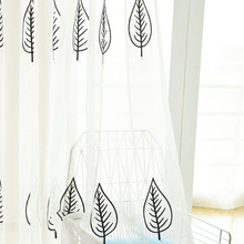 New Modern Embroidery Black Leaf Tulle Sheer Window Treatments Curtain for Living Room White Yarn for Bedroom Fabric Finished 2024 - buy cheap