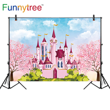 Funnytree-fundo para fotografia, pano de fundo para estúdio de fotografia, castelo com flores, árvore de desenhos animados, princesa e cabine fotográfica profissional 2024 - compre barato