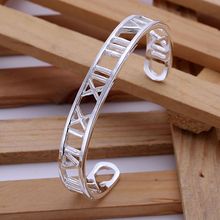 Free Shipping Fashion 925 Silver Big Hollow Rome Bangle Bracelet for Women Jewelry Factory Price SMTB099 2024 - buy cheap