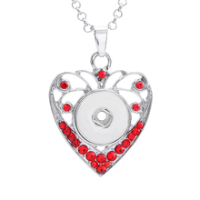 New Heart Hollow Rhinestone snap Pendant necklace fit 18mm 20mm snap buttons fashion DIY Fittings necklace wholesale XL0034 2024 - buy cheap