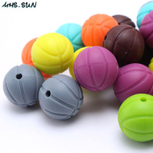 MHS.SUN Newest baby teething silicone beads 16mm basketball shape silicone beads 100% food grade chewable in kid teethers 2024 - buy cheap