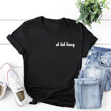 Футболка с карманом Uh EH Honey, модные футболки Moletom Tumblr в Instagram, футболки с графическим рисунком, женские футболки, топы, футболка для маленьких девочек 2024 - купить недорого