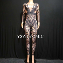 Dance Costumes Women's Black White Jumpsuit Costume One-piece Nightclub Dance Bandage Printed Outfit Party Celebrate Stage Wear 2024 - buy cheap