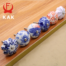 KAK-manija y tiradores de porcelana azul y blanca para armario, manijas de cocina, Asa y perillas, 41mm, China 2024 - compra barato