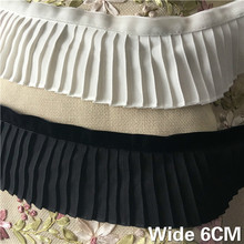 6CM Wide Korean White Black Cotton Linen 3D Pleated Lace Ribbon Applique Trim Women Dress Curtains DIY Home Sewing Supplies 2024 - compre barato