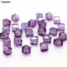 Isywaka 100pcs Cube 4mm Purple Color Square Austria Crystal Beads Glass Beads Loose Spacer Bead DIY Jewelry Making 2024 - buy cheap