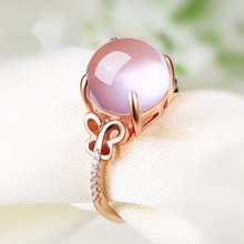 Кольца из розового камня, ювелирные изделия для женщин, регулируемые полые кольца с бабочками, прозрачные аксессуары для свадебной вечеринки, подарок 2024 - купить недорого