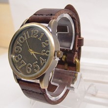 Мужские и женские винтажные часы KOW042, кварцевые наручные часы из натуральной коровьей кожи в стиле панк и милитари 2024 - купить недорого