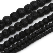 4 6 8 10 12 mm Black Lava Volcanic Stone Round Lava Loose Stone Beads for Jewelry Making DIY Bracelet Necklace 2024 - buy cheap