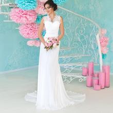 Lace Beach Cheap Wedding Dress 2020 Cap Sleeve White/ Ivory Bridal Gown Chiffon Sweep Train Wedding Dresses Vestido De Noiva 2024 - buy cheap