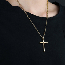 Religious Stainless Steel Nail Rope Cross Pendant Necklace For Men Jesus Christ Pendants Gold Color Link Chain Male Gift 2024 - buy cheap