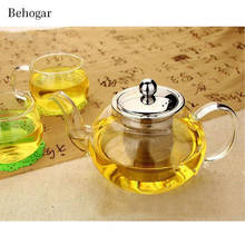 Behogar 600ml Clear Glass Teapot High Temperature Resistant Loose Leaf Flower Tea Pot with Stainless Steel Infuser Strainer Lid 2024 - buy cheap