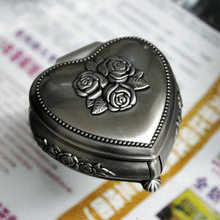 New Arrival! Fashion Zinc-alloy Metal Jewelry Case trinket box Vintage Heart Design with flower Tin-alloy Box 2024 - buy cheap