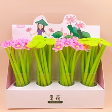 48pcs/pack Creative stationery Korean gel pen lotus full silicone plant flower water ink pen sign pen office school supplies 2024 - buy cheap