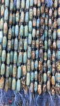 2 Full Strands/lot Prayer Blue Tibetan Mystical Dzi Necklaces Finding, Tibetan Onyx Rice Gems Stone Matte Turtleback Drum Beads 2024 - buy cheap