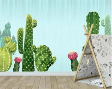Beibehang Custom wallpaper mural Bedroom living room background wall Watercolor cactus plant cactus flower 3d wallpaper behang 2024 - buy cheap