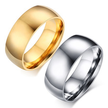 Модное простое кольцо для мужчин и женщин, кольцо из нержавеющей стали золотого/серебряного цвета с высокой полировкой, обручальное кольцо 8 мм для мужчин и женщин 2024 - купить недорого