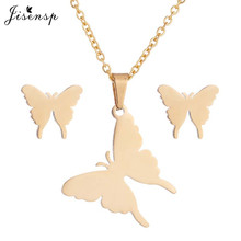 Jisensp Stainless Steel Jewelry Sets Simple Fashion Lovely Butterfly Charm Necklace Earrings Animal Jewelry for Women bijoux 2024 - buy cheap