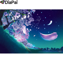 Полноформатная Алмазная вышивка DIAPAI «Цветочный пейзаж», алмазная живопись, вышивка крестиком, узоры Незаконченный декор дома A26333 2024 - купить недорого