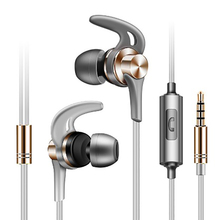 Fone de ouvido intra-auricular com controle com fio, fones de ouvido intra-auriculares em formato de chifre de boi, cancelamento de ruído, som estéreo, de metal, 3.5mm 2024 - compre barato