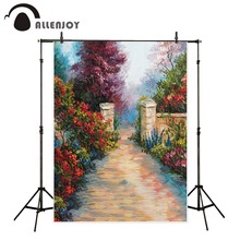 Fondos Allenjoy para estudio fotográfico pintura camino de primavera fondo de fotografía de flores photocall photobooth decoración personalizada 2024 - compra barato