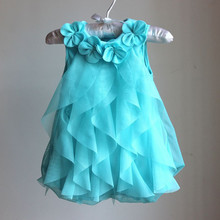 Vestido infantil feminino de chiffon, vestido florido para meninas, roupas para crianças pequenas de chiffon para festa de aniversário 2024 - compre barato