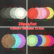 20 unidades de 4.5 polegadas 11.4cm de renda redonda colorida doilies de papel decoração para festa de casamento festa doily 2024 - compre barato