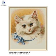 A Cat with a Bow Tie Paintings Counted Printed On Canvas DMC 11CT 14CT Chinese Cross Stitch kits Beginner Embroidery Home Decor 2024 - buy cheap