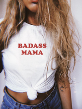 Футболка с принтом «Badass Mama», забавная футболка для мамы, летняя футболка с коротким рукавом и круглым вырезом, модные футболки с графическим принтом, комплекты одежды 2024 - купить недорого