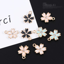 MRHUANG 10pcs/pack 16*14mm Rhinestone Flower Enamel CharmsPendant For DIY hand made jewelry finding 2024 - buy cheap