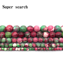 Pedras de chuva coloridas 16 ", contas redondas e brancas soltas para bracelete feminino, cores verde e vermelho, 6 8 10mm 2024 - compre barato