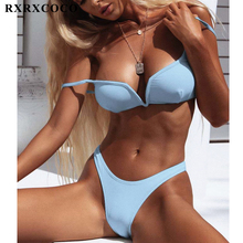 RXRXCOCO-traje de baño brasileño para mujer, conjunto de Bikini con Tanga, traje de baño con Push-Up, ropa de playa para verano 2024 - compra barato