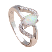 Gorgeous Designer Wholesale Retail White Fire Opal Silver Stamped Prom Zirocon fashion jewelry Rings USA size 6#7#8#9 OR735A 2024 - buy cheap