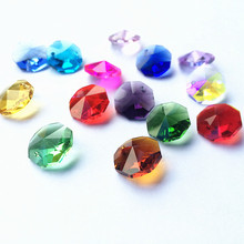 14mm Mixed Colors  Crystal Glass Octagon Beads Lighting Accessories Wedding Decoration Pendants Crystal Prisms Chandelier Paarts 2024 - buy cheap
