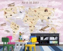 Beibehang-mapa del mundo de dibujos animados, Fondo de moda para pared, papel tapiz 3D personalizado, sala de estar mural para, dormitorio, pintura decorativa de TV 2024 - compra barato