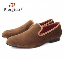 Piergitar new arrival Handmade men new style velvet flats shoes Party and Banquet men dress loafers Fashion smoking slippers 2024 - buy cheap