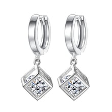 KOFSAC Hot Sale Silver 925 Earrings For Women Jewelry Classic Square Crystal Zircon Earring Ear Loop Female Valentine's Day Gift 2024 - buy cheap