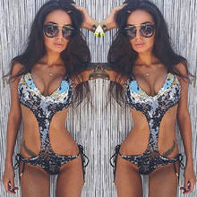 Bonnie Forest Sexy Sequins Monokini Bikini One Piece Shiny Charming Swimsuit Low Waist Lace-up Bathing Suit 2017 Women Beachwear 2024 - buy cheap