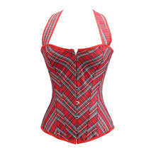 Caudatus Red Plaid Corset Sexy Women Bustier Corset With Strape Waist Sexy Corselet Overbust Halter Corsets Plus Szie Cosplay 2024 - buy cheap