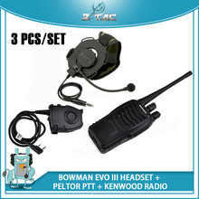 Гарнитура Z-Tac Airsoftsports Intercom Bowman Evo III, гарнитура Bowman Elite II, гарнитура PTT для портативной рации Kenwod Z029 2024 - купить недорого