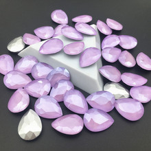 Novidade pedra de cristal de lágrima cor violeta mocha 13x18mm ponta de strass 2024 - compre barato