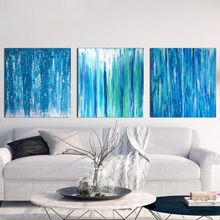 Tela de aquarela abstrata azul cascata, pintura moderna, pôsteres de arte de parede, imagens para decoração de sala de estar, sem moldura 2024 - compre barato