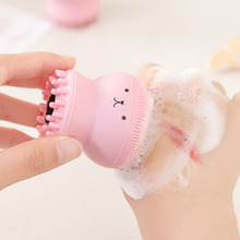Escova esfoliante de rosto de polvo rosa, escova esfoliante de silicone para rosto de polvo rosa, escova mini de limpeza de pele para cuidados com a pele 2024 - compre barato