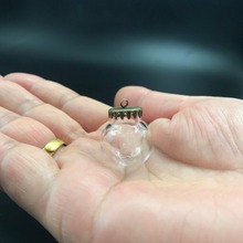 Miniterrario de bola de vidrio burbuja de 20x12mm, bandeja base de bronce, collar, colgante de frasco lanugo, manualidades, decoración de deseos, regalo, 50 Uds. 2024 - compra barato