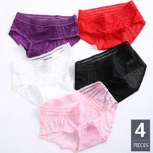 ZJX 4Pcs/lot Sexy Lace Panties Women Low Waist Female Underwear Seamless Nylon Bikini Ladies Cotton Transparent Lingerie 2024 - buy cheap