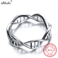 Blaike Real 925 Sterling Silver DNA Finger Ring Female Opening Wave Rings For Women Wedding Fine Jewelry Resizable Vintage Ring 2024 - buy cheap