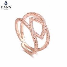 DAN'S Element Брендовое кольцо из настоящего циркония AAA с микро вставками цвета розового золота для вечеринки для женщин подарок на день Святого Валентина 129830 2024 - купить недорого